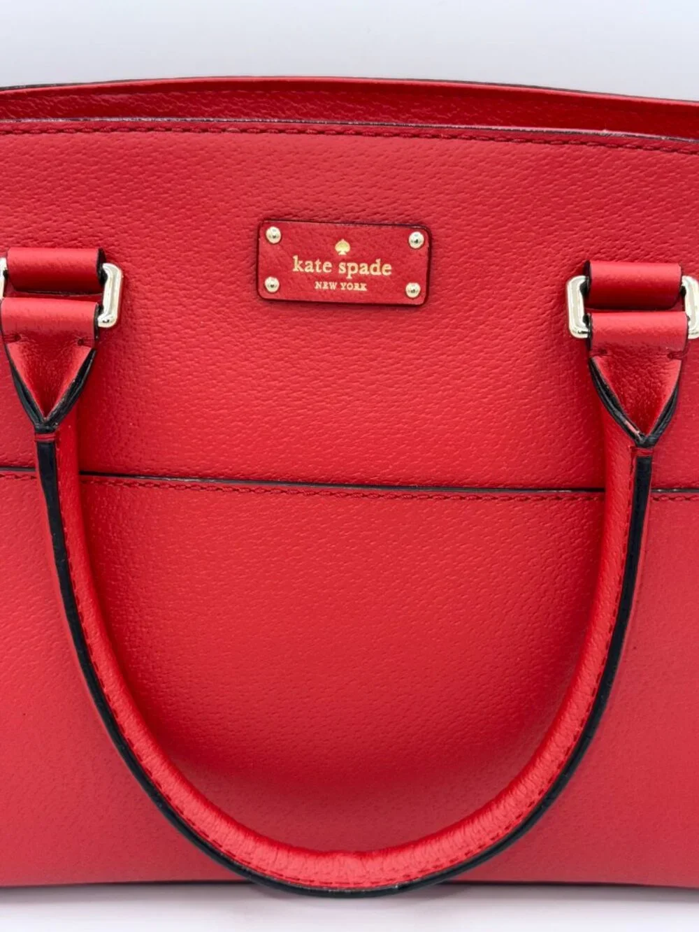 Kate Spade New York Red Leather Satchel Handbag Gold Hardware